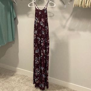 French Grey Floral Maxi Dress